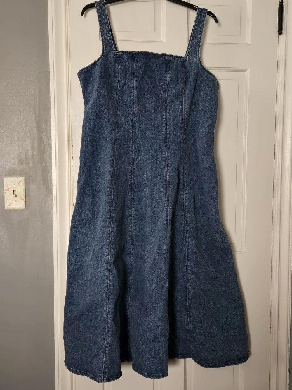 NWT Abercrombie & Fitch Stretch Denim A-Line Dress Wide Straps Pockets Size XXL